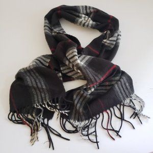 V. Fraas Cashmink Plaid Scarf Black White Red
